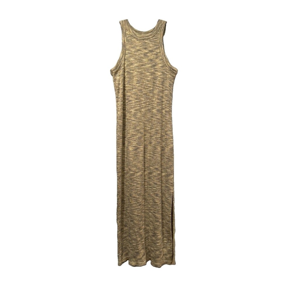 Old Navy Ribbed Maxi Dress Large Built-In Bra Racerback Slit Stretch Travel